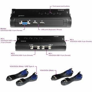 4PORT KVM SWITCH USB KIT W/4X 6FT 1.8 M CABLES VGA/SVGA