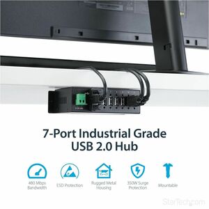 StarTech.com Robuste concentrateur industriel USB 7 ports, montable - 7 Total de ports USB - 7 Port(s) USB 2.0 - PC, Mac