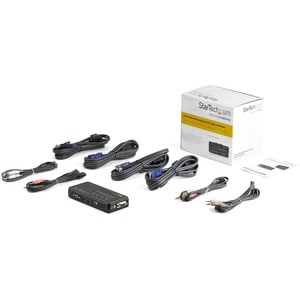 StarTech.com Kit commutateur noir KVM USB 4 ports avec audio et câbles - 4 Ordinateur(s) - QXGA - 2048 x 1536 - 4 x USB - 