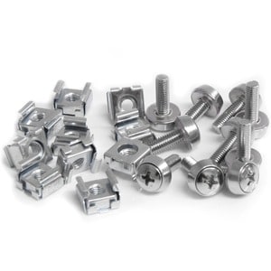StarTech.com Paquet de 50 vis de montage et écrous cage M5 pour armoire serveur - Écrou cage, Vis étagère - 12 mm - Acier 