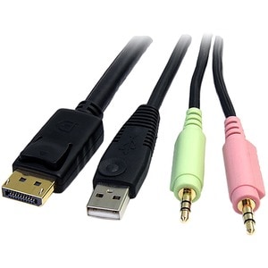 StarTech.com Câble de commutateur KVM DisplayPort®USB 4 en 1 de 1,8 m avec audio et microphone - 2e bout: 1 x 20-pin Displ