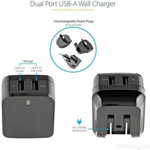 StarTech.com 2 Port USB Ladegerät / Netzteil - 2-fach Ladestecker 17 Watt / 3.4 Amp - Reiseladegerät - 5 V Gleichstrom - 3
