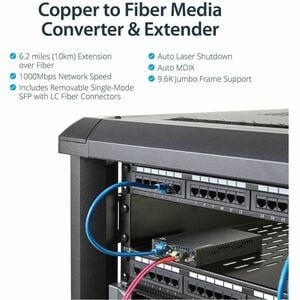StarTech.com Gigabit Ethernet Kupfer auf LWL Medienkonverter - SM LC - 10 Km - 2 Anschluss(e) - 1 x Netzwerk (RJ-45) - Dup