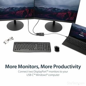 StarTech.com USB-C zu Dual DisplayPort 1.2 Adapter, Multi-Monitor MST Hub/Splitter, Dual 4K30Hz/1080p 60Hz, Windows, Thund