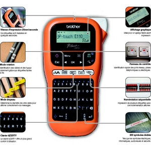Brother P-touch PT-E110 Elektronischer Etikettendrucker - Thermotransfer - 20 mm/s Mono - 180 dpi - Klebefilm - Batterie -