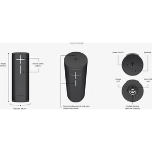 Ultimate Ears BLAST Tragbar Bluetooth Smart Speaker - Alexa Unterstützt - Schwarz - 90 Hz bis 20 kHz Frequenzgang - 360° C