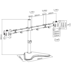V7 DS2FSD-2E Höhenverstellbar Monitorständer - Bildschirmgröße: 33 cm (13 Zoll) bis 81,3 cm (32 Zoll) - 8 kg Tragfähigkeit
