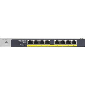 GS108LP 8-Port Gigabit Ethernet PoE+ flex Unmanaged Switch mit bis zu 130W PoE Budget, Tisch-, Wand oder  Rackmontage (GS1