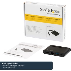 StarTech.com USB C Multiport Adapter mit HDMI - 4K - Mac / Windows - 1xA + 1xC - 100W PD 3.0 - GbE - 3 x USB-Anschlüsse - 