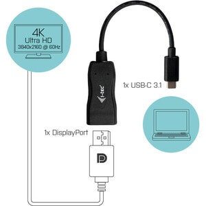 i-tec 15 cm DisplayPort/USB AV-Kabel für Audio-/Video-Gerät, Monitor, Notebook, Tablet, Smartphone - Zweiter Anschluss: 1 