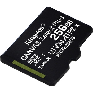 Carte microSDXC Kingston Canvas Select Plus SDCS2 - 256 Go - Classe 10/UHS-I (U3) - 1 Pack - 100 Mo/s en Lecture - 85 Mo/s
