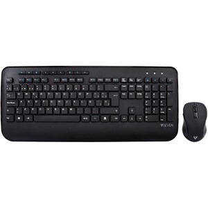 Clavier et souris V7 CKW300ES - QWERTY - Espagnol - Sans fil RF 2,40 GHz - Couleur du clavier/pavé tactile: Noir - Sans fi