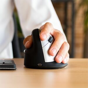 R-Go Tools Ergonomische Maus R-Go HE Break mit Pausensoftware, groß (Handlänge ≥ 185mm), für Linkshänder, bluetooth, schwa