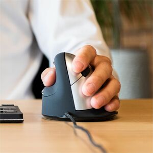 R-Go Tools Ergonomische Maus R-Go HE Break mit Pausensoftware, groß (Handlänge ≥ 185mm), für Linkshänder, verkabelt, schwa
