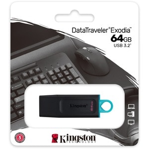 Kingston DataTraveler Exodia DTX 64 GB USB 3.2 (Gen 1) Flash-Laufwerk - Schwarz, Teal