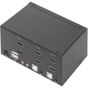 Digitus KVM-Switch, 2-Port, Dual-Display, 4K, HDMI®. Tastatur Porttyp: USB, Maus-Porttyp: USB, Video Porttyp: HDMI. HD-Typ