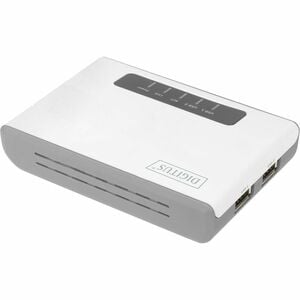 Digitus 2-Port USB 2.0 Wireless Multifunktions-Network Server, 300 Mbps. Produktfarbe: Weiß, LED-Anzeigen: Link, Leistung,