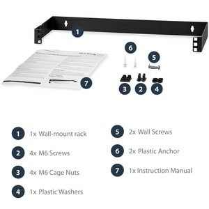StarTech.com 1 HE 19" Patchpanel Halteung mit Scharnier zur Wandmontage - max. 8 kg Traglast - 1