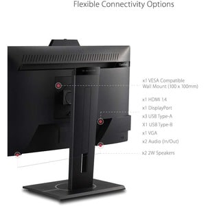 ViewSonic Graphic VG2440V 24 Zoll Class Webcam Full HD LED-Monitor - 16:9 Format - Schwarz - 60,5 cm (23,8 Zoll) Viewable 