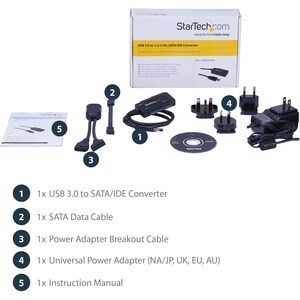 StarTech.com Câble adaptateur USB 3.1 (10 Gb/s) pour disques durs / SSD SATA III 6 Gb/s de 2,5" et 3,5" - Adaptateur USB 3