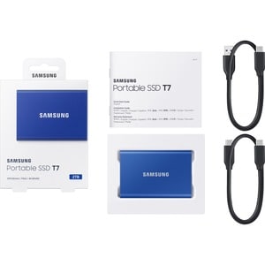 SSD Portable Samsung T7 MU-PC2T0H/WW - Externe - 2 To - PCI Express NVMe - Bleu Indigo - Console de jeu, Ordinateur de bur