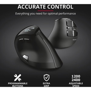 Trust Voxx Maus - Bluetooth/Radio-Frequenz - USB 2.0 Typ A - Optisch - 9 Taste(n) - Kabellos - 2,40 GHz - 2400 dpi Auflösu
