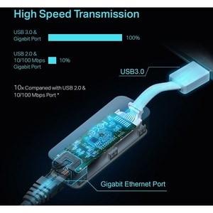 Carte Gigabit Ethernet pour Ordinateur/Notebook - TP-Link UE300 - 10/100/1000Base-T - Bureau - USB 3.0 - 1000 Mo/s Taux de