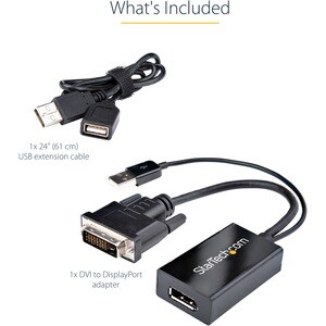 StarTech.com DVI auf DisplayPort Adapter mit USB Power - DVI-D zu DP Video Adapter - DVI zu DisplayPort Konverter - 1920 x