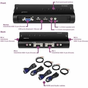 4PORT USB KVM SWITCH KIT W/ AUDIO W/4X 4FT 1.2M USB CABLES