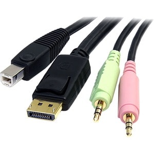 StarTech.com Câble de commutateur KVM DisplayPort®USB 4 en 1 de 1,8 m avec audio et microphone - 2e bout: 1 x 20-pin Displ