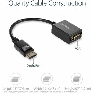 StarTech.com DisplayPort® auf VGA Video Adapter / Konverter mit bis zu 1920x1200 (Stecker/Buchse) - Schwarz