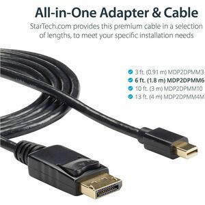 StarTech.com 2m Mini DisplayPort auf DisplayPort 1.2 Kabel, 4K x 2K mDP auf DisplayPort Adapter Kabel, Mini DP auf DP Moni