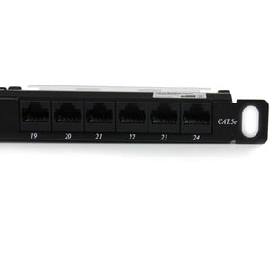 StarTech.com 24 Port 0,5 HE Cat5e Patch Panel - RJ45 Ethernet Rackmount Cat 5e 110 Patch Panel - 24 x RJ-45 - 24 x RJ-11 -