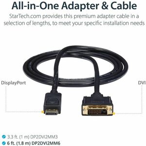 StarTech.com 1,8m DisplayPort auf DVI Kabel - Stecker/Stecker - Cable for Videogerät, Projektor, HDTV, Monitor, Workstatio