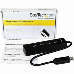 StarTech.com 4 Port USB 3.0 SuperSpeed Hub - Schwarz - 4 Total USB Port(s) - 4 USB 3.0 Port(s) - PC, Mac