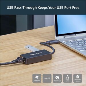 StarTech.com Adaptateur réseau USB 3.0 vers Gigabit Ethernet avec port USB intégré - Carte réseau GbE USB vers RJ45 - Noir