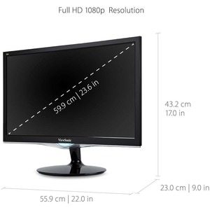 24" 1080p 2ms Monitor with HDMI, VGA and DVI - 24" Class - Twisted nematic (TN) - 1920 x 1080 - 300 Nit - 2 ms - 75 Hz Ref