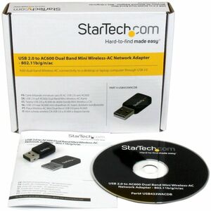 StarTech.com Mini adaptateur USB 2.0 réseau sans fil AC600 double bande - Clé USB WiFi 802.11ac 1T1R - USB 2.0 - 433 Mbit/