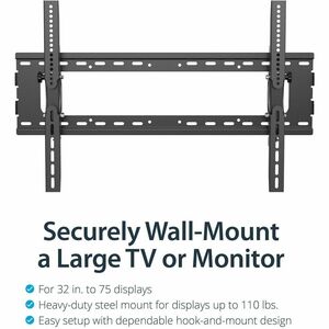 StarTech.com Flachbildfernseher Wandhalterung - für 32" bis 75" LCD, LED oder Plasma Fernseher - Kippbare Halterung für VE