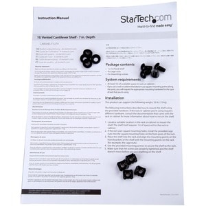 StarTech.com Étagère ventilée 1U pour rack serveur - Profondeur de 175 mm - 20,05 kg Capacité de Charge Statique