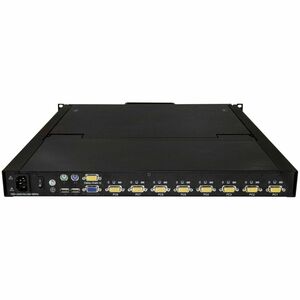 8 Port Rack KVM Konsole mit 1,8 m Kabeln, US Tastatur(QWERTY), Integrierter KVM Switch mit 19" LCD Monitor, 1HE, OSD, USB+