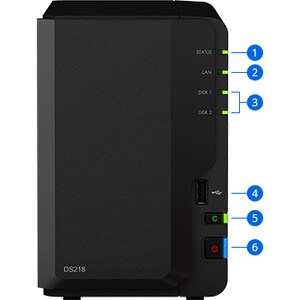 Synology DiskStation DS218 2 x Total Bays SAN/NAS-Speichersystem - Intel Celeron Dual-Core 2 GHz - 2 GB RAM - DDR3L SDRAM