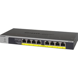 GS108LP 8-Port Gigabit Ethernet PoE+ flex Unmanaged Switch mit bis zu 130W PoE Budget, Tisch-, Wand oder  Rackmontage (GS1