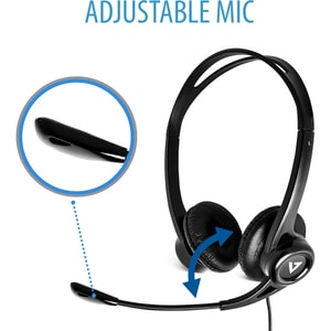 V7 Essential HU311-2EP Kabel Kopfbügel, Auf den Ohren Stereo Headset - Schwarz - Microsoft-Teams-Zertifizierung - Binaural
