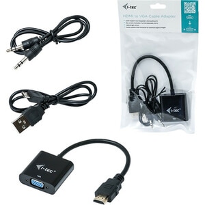 Cable vidéo i-tec - 15 cm HDMI/VGA - pour Moniteur, Appareil vidéo, Ordinateur - 2e bout: 1 x 15-pin HD-15 - Female -  xPr