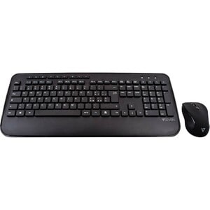 Clavier et souris V7 CKW300ES - QWERTY - Espagnol - Sans fil RF 2,40 GHz - Couleur du clavier/pavé tactile: Noir - Sans fi