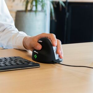 R-Go Tools Ergonomische Maus R-Go HE Break mit Pausensoftware, groß (Handlänge ≥ 185mm), für Linkshänder, verkabelt, schwa
