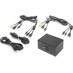 Digitus KVM-Switch, 2-Port, Dual-Display, 4K, HDMI®. Tastatur Porttyp: USB, Maus-Porttyp: USB, Video Porttyp: HDMI. HD-Typ