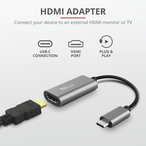 Trust Dalyx USB-Typ C Docking Station für Notebook/Tablet/Monitor - 4K - 3840 x 2160 - 1 x USB-Anschlüsse - USB Typ C - 1 