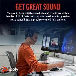 Poly Blackwire 5220 Kabel Auf den Ohren Stereo Headset - Schwarz - Microsoft-Teams-Zertifizierung - Binaural - Geschlossen